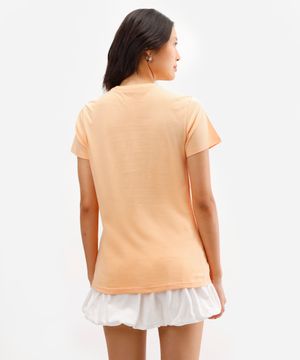 camiseta feminina de algodão gatinho carnavalesco laranja