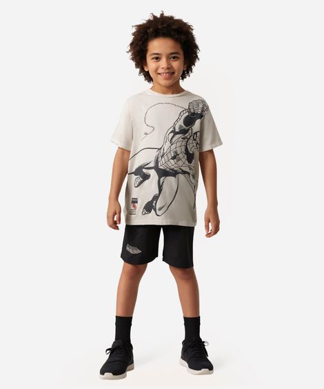 pijama infantil curto homem aranha bege
