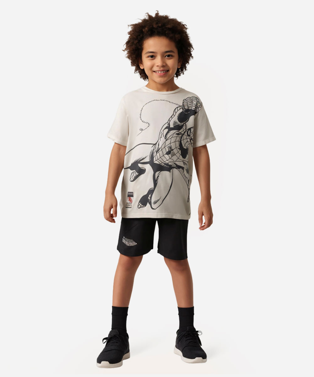 pijama infantil curto homem aranha bege