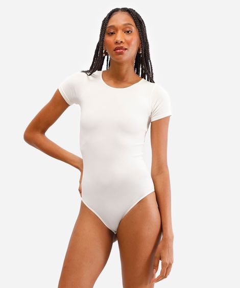 body básico feminino manga curta canelado off white