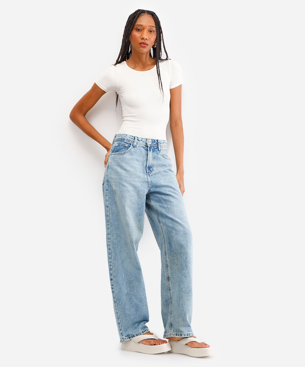 body básico feminino manga curta canelado off white