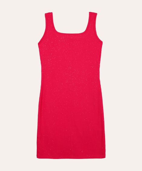 vestido juvenil canelado com brilho rosa