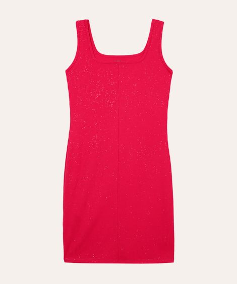 vestido juvenil canelado com brilho rosa