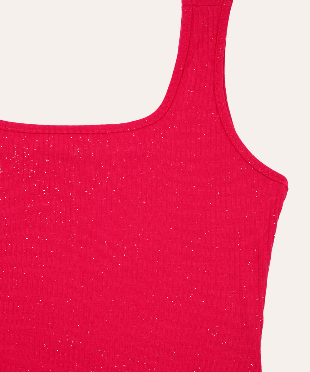 vestido juvenil canelado com brilho rosa
