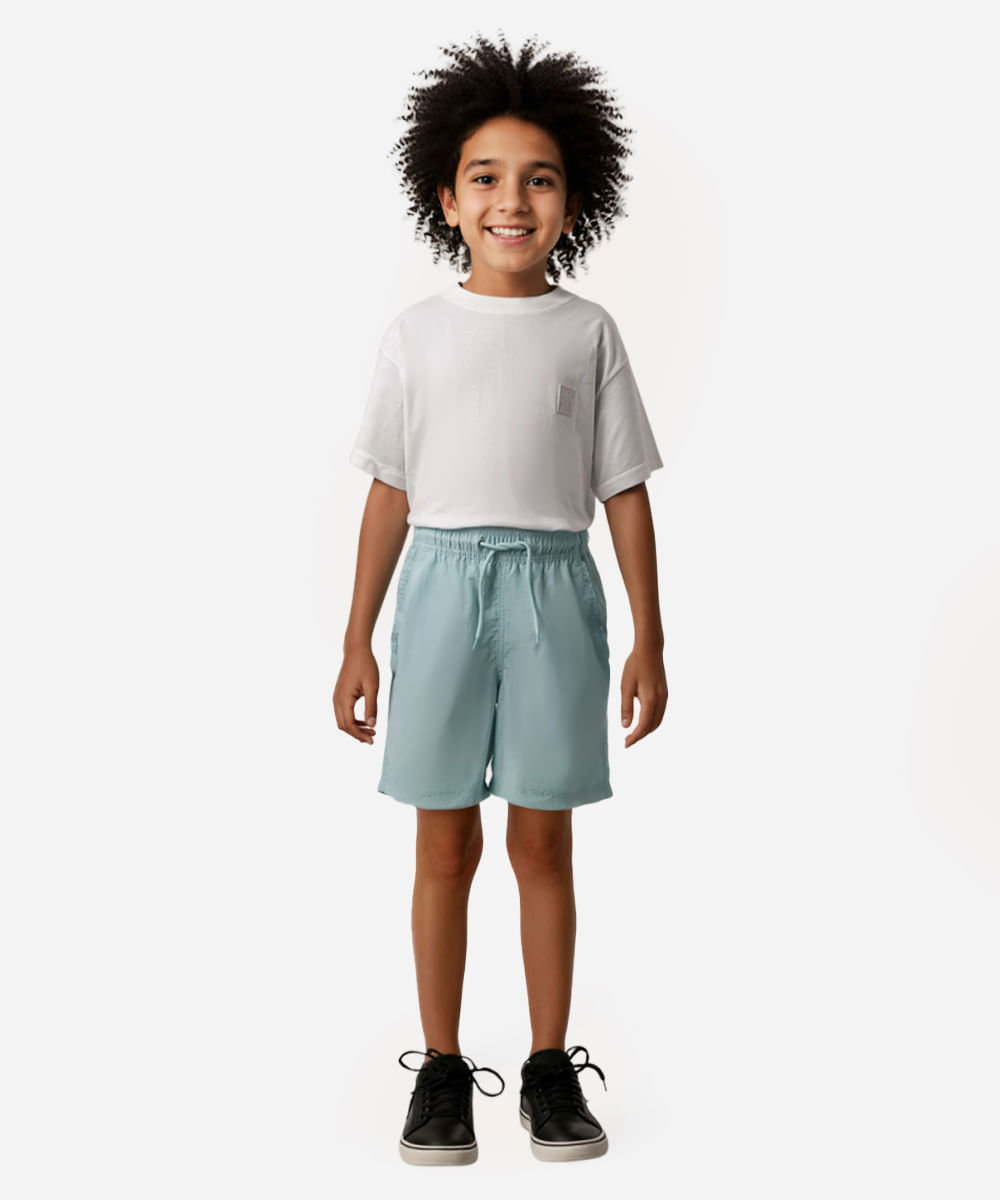 bermuda juvenil com bolsos e elástico verde
