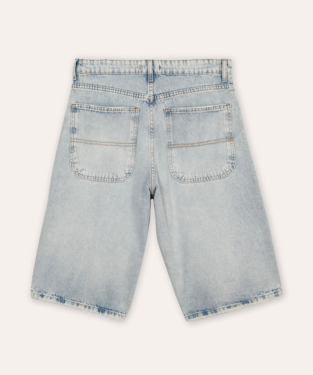 bermuda reta jeans juvenil azul