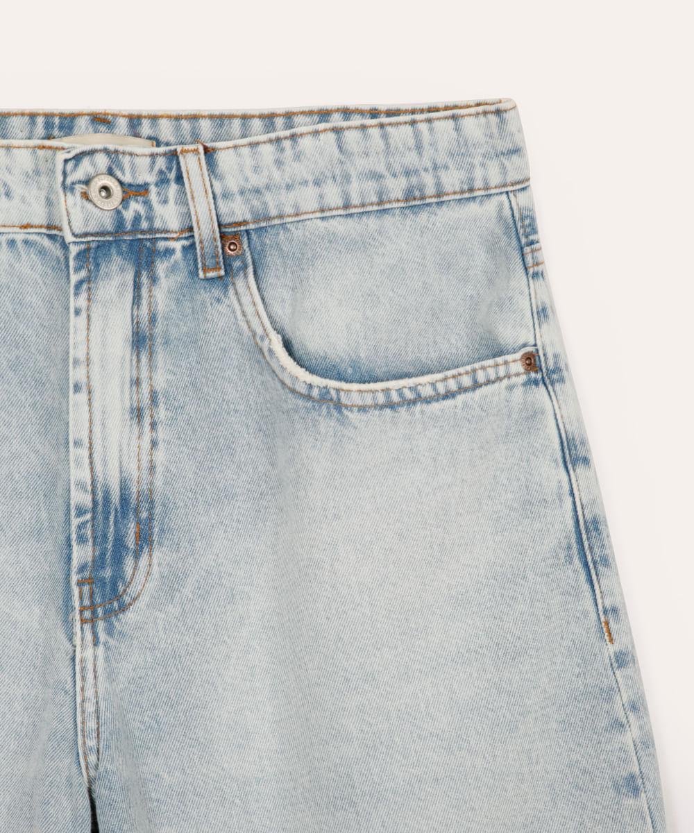 bermuda reta jeans juvenil azul
