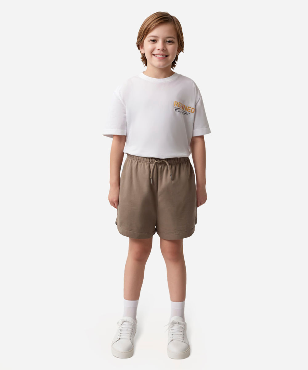 camiseta juvenil de algodão refined off white