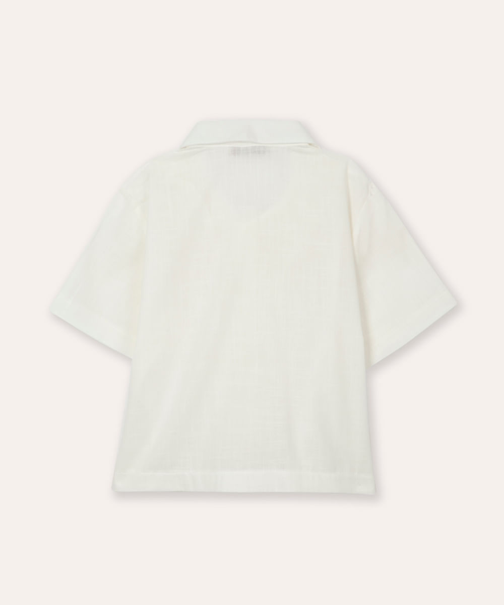 camisa cropped juvenil de algodão off white