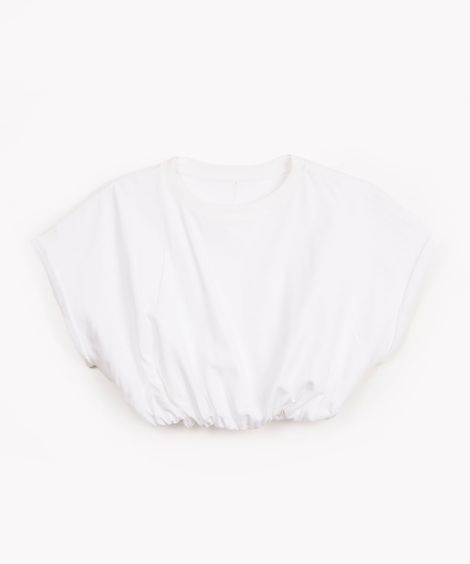 cropped de algodão juvenil balonê manga curta off white