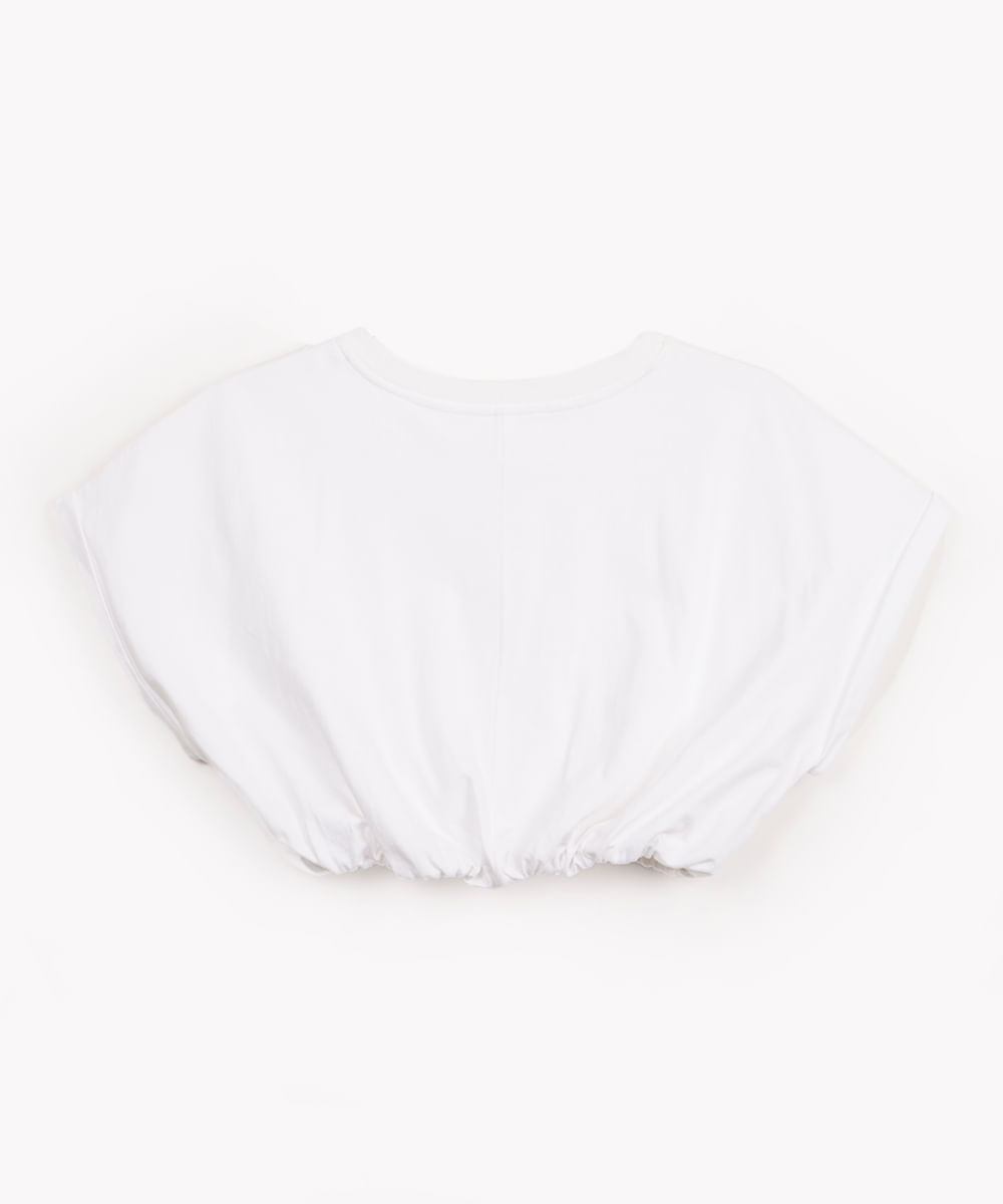 cropped de algodão juvenil balonê manga curta off white