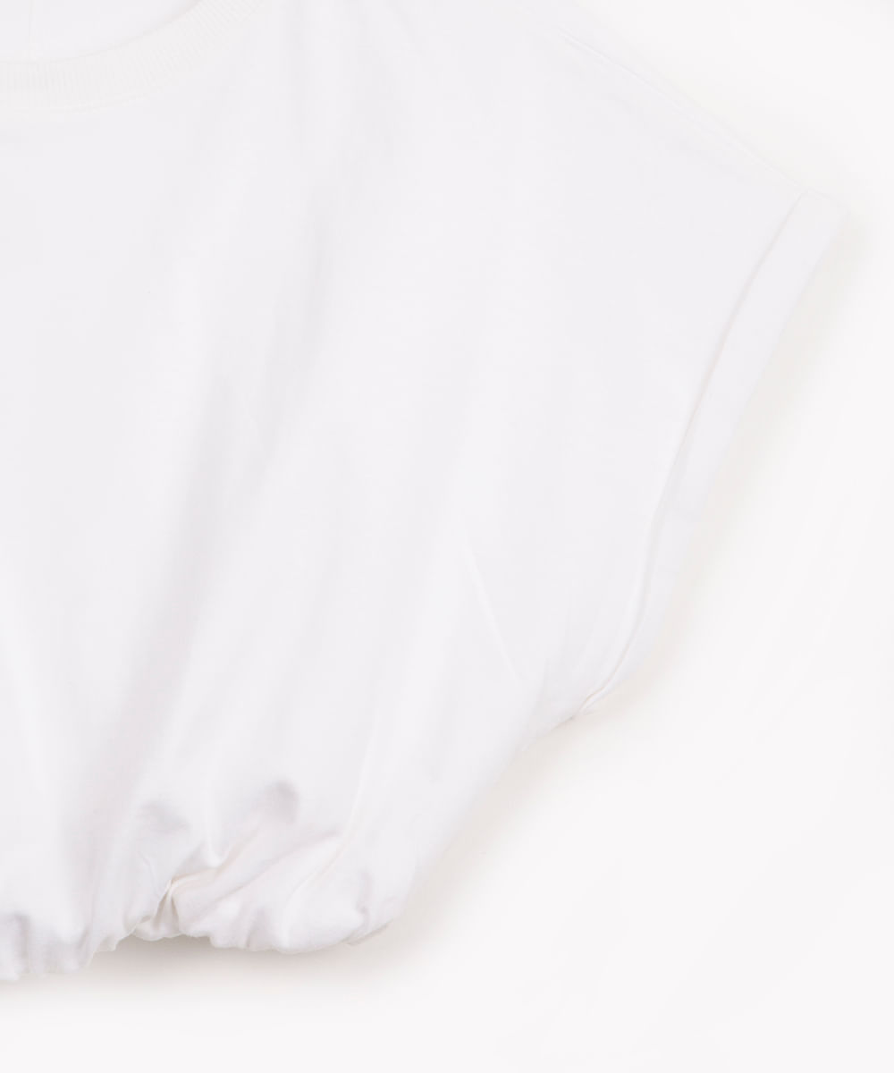 cropped de algodão juvenil balonê manga curta off white