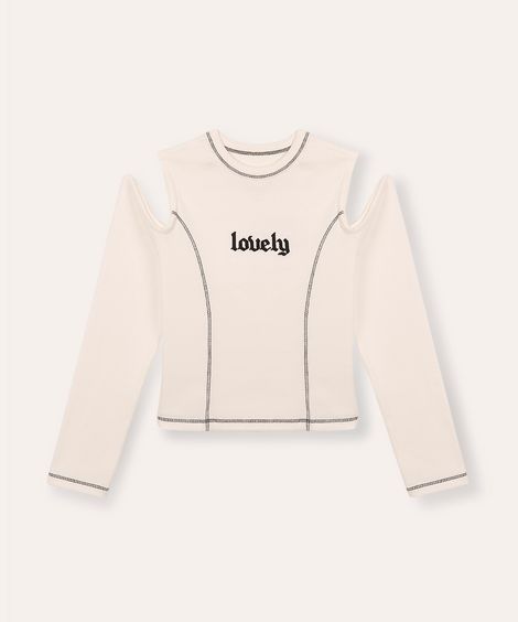 blusa cropped juvenil manga longa lovely off white