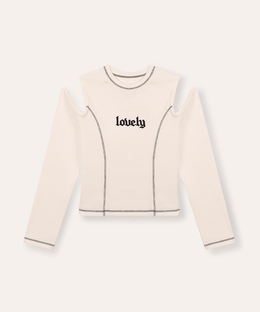 blusa cropped juvenil manga longa lovely off white