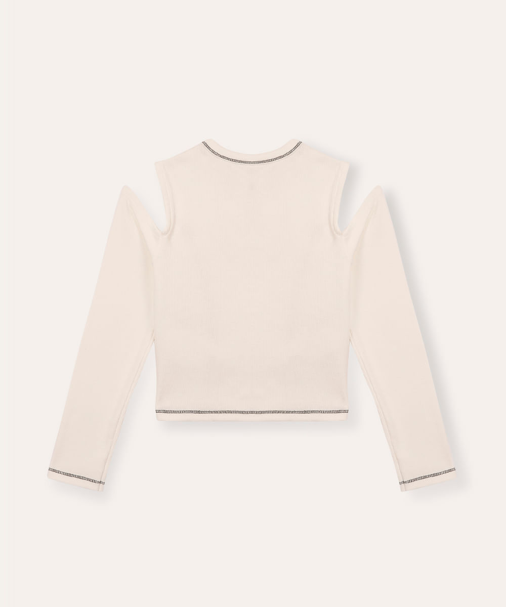 blusa cropped juvenil manga longa lovely off white
