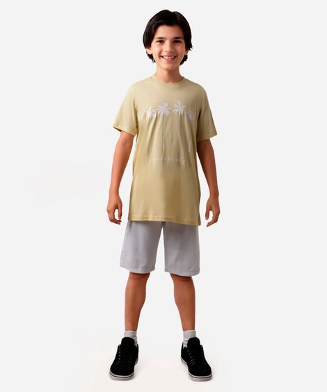 camiseta juvenil de algodão coqueiros amarela