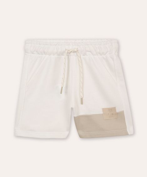 short infantil de moletom com recorte off white