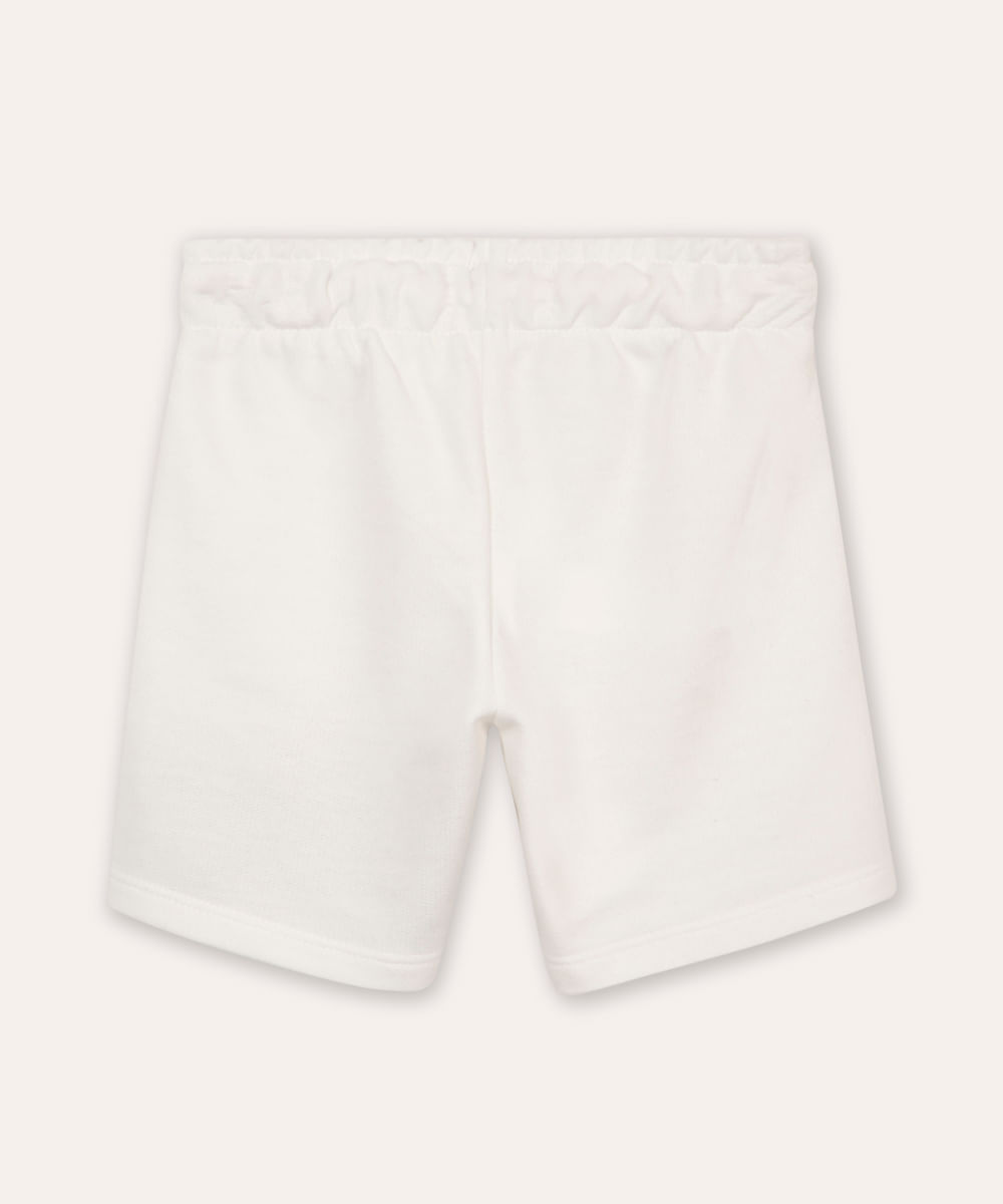 short infantil de moletom com recorte off white