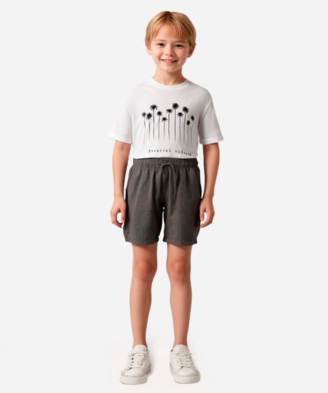 camiseta de algodão infantil tropical vibes off white