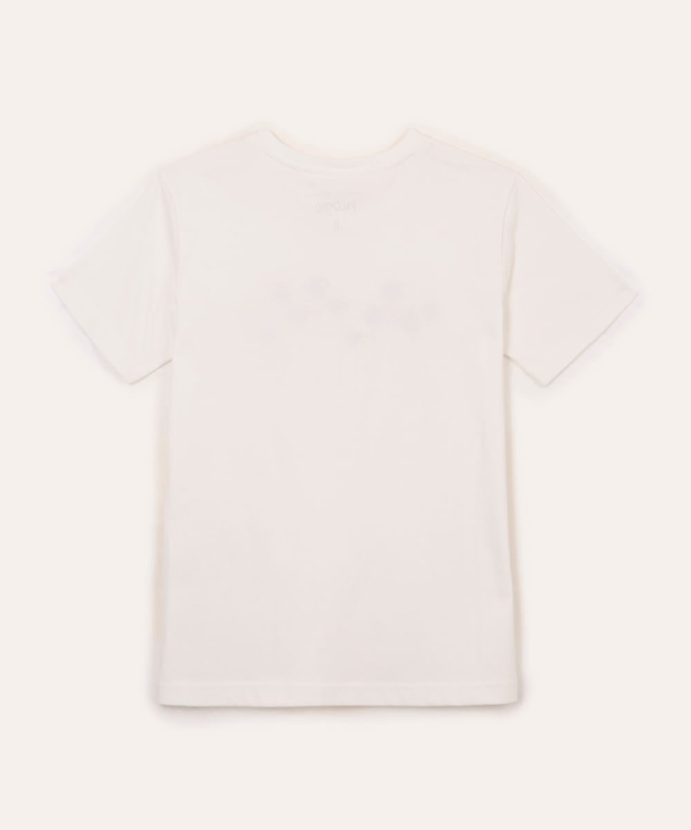 camiseta de algodão infantil tropical vibes off white