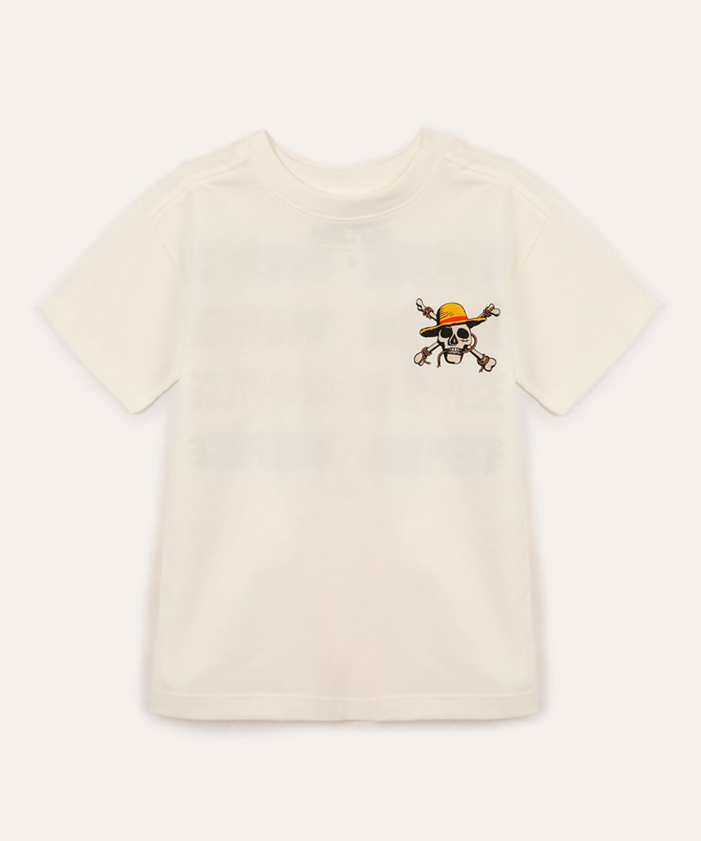 camiseta de algodão infantil one piece off white