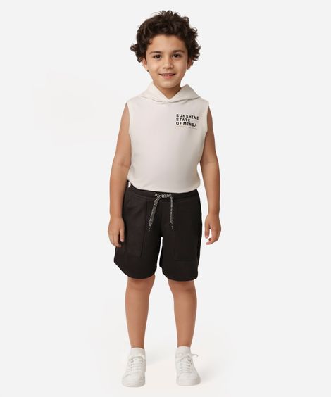 bermuda de moletom infantil com recortes cinza