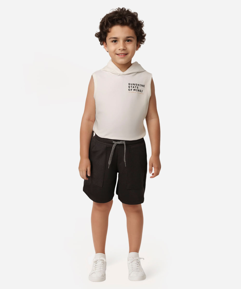bermuda de moletom infantil com recortes cinza