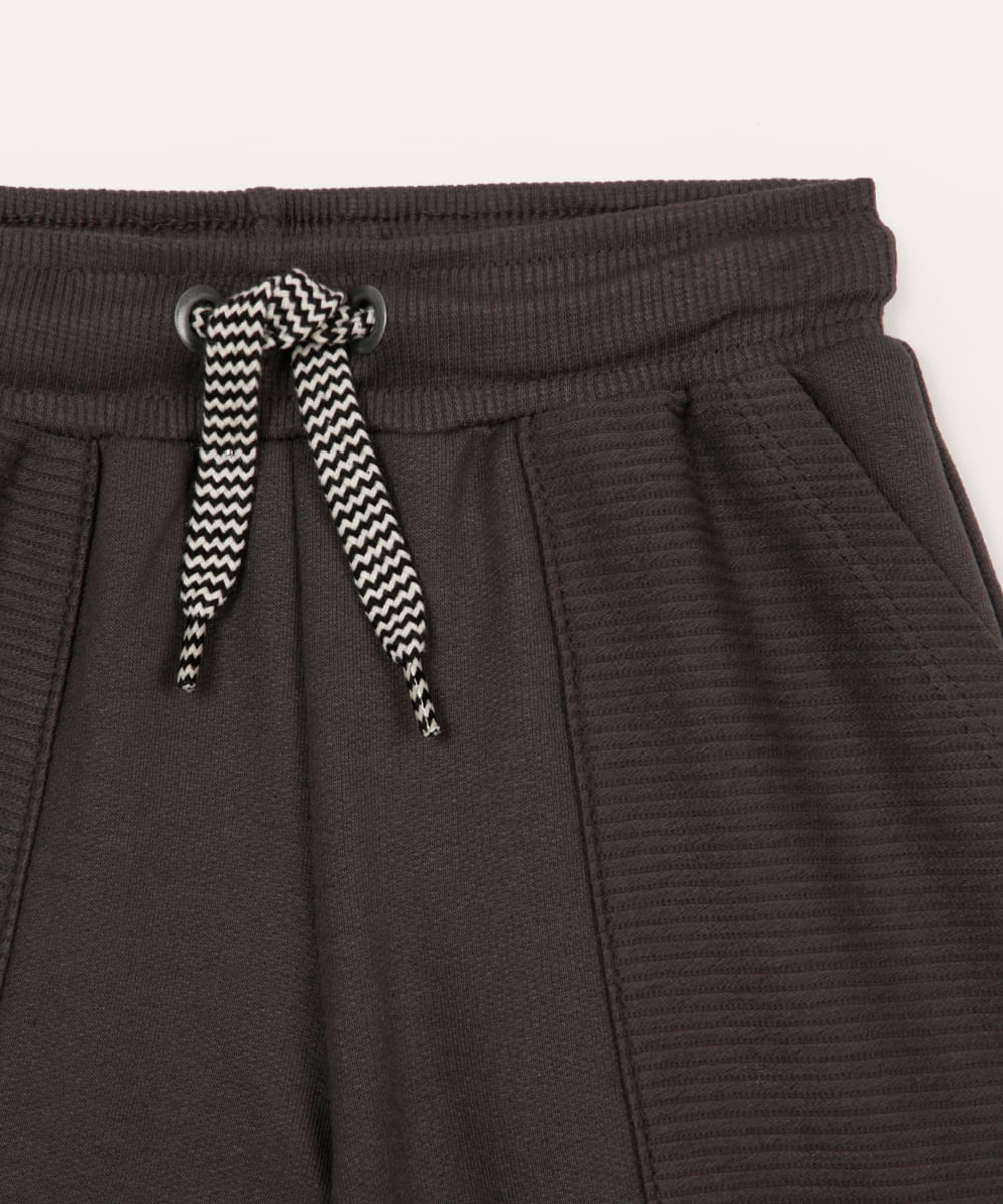 bermuda de moletom infantil com recortes cinza