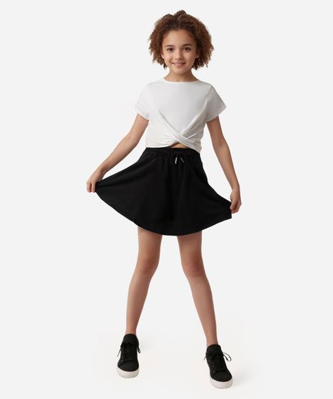 cropped de algodão juvenil torcido na barra off white