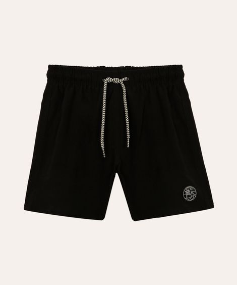 short boardshort infantil cós com elástico e cordão preto