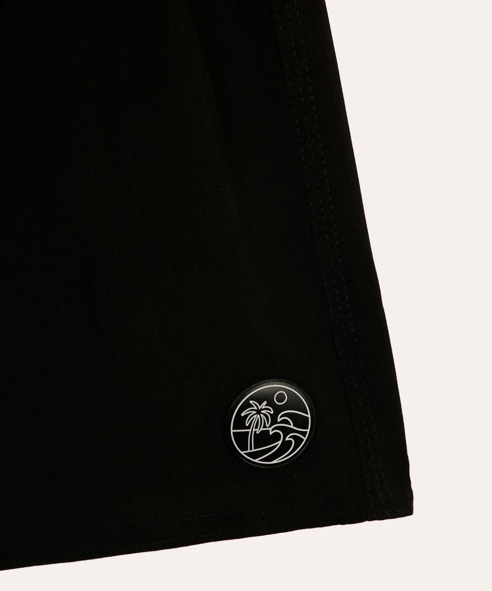 short boardshort infantil cós com elástico e cordão preto