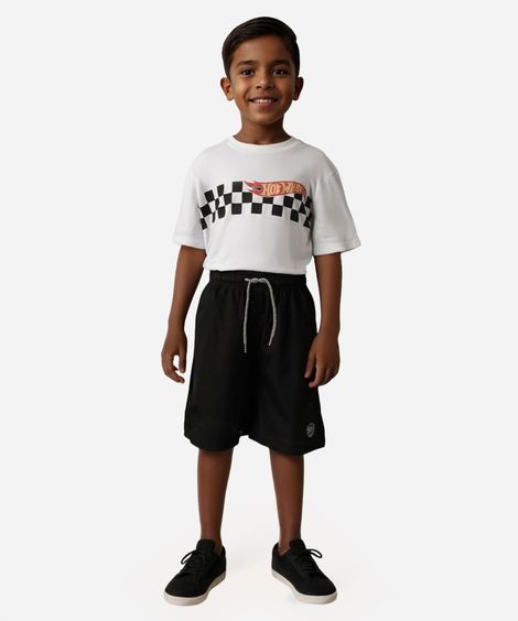 camiseta de algodão infantil manga curta hot wheels off white