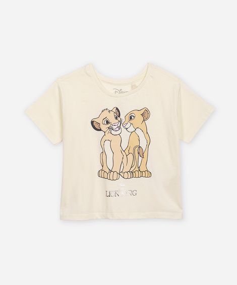 camiseta de algodão infantil simba e nala amarela