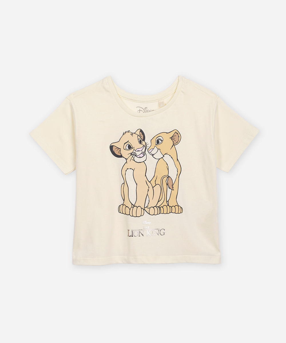 camiseta de algodão infantil simba e nala amarela
