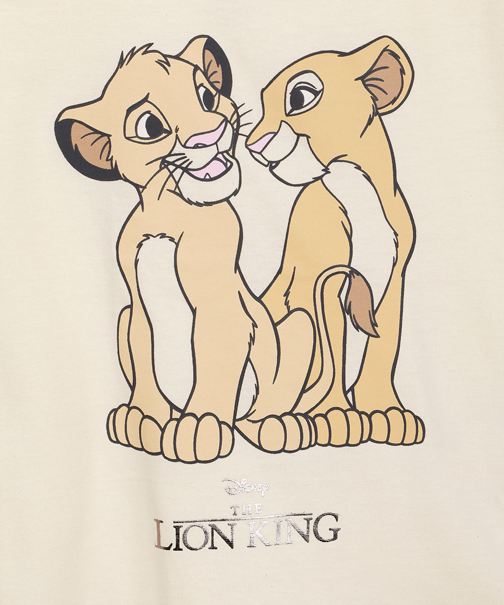 camiseta de algodão infantil simba e nala amarela