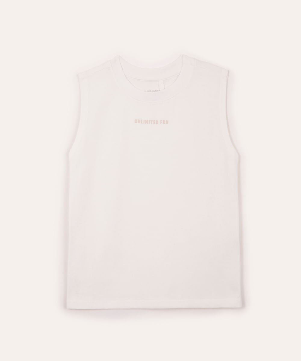regata machão infantil de algodão off white