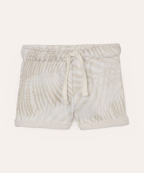 short infantil de moletom cós com cordão folhagem off white
