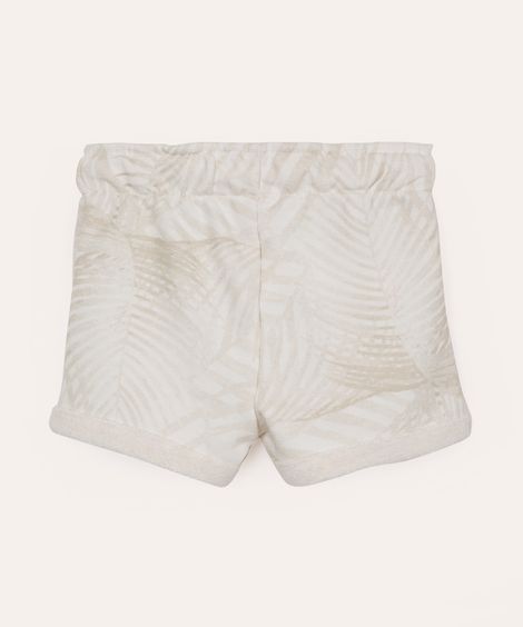 short infantil de moletom cós com cordão folhagem off white
