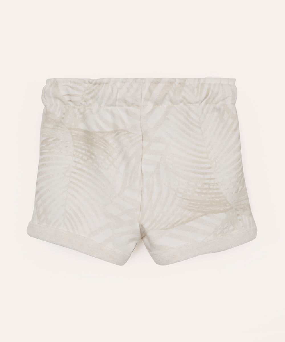 short infantil de moletom cós com cordão folhagem off white