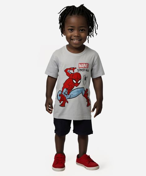 camiseta de algodão homem aranha azul