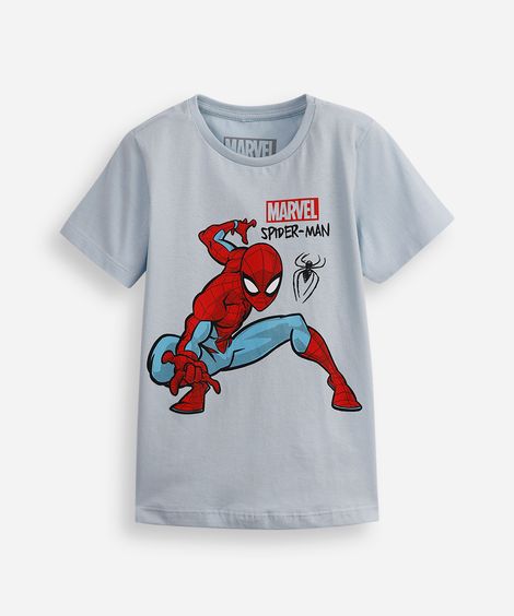 camiseta de algodão homem aranha azul