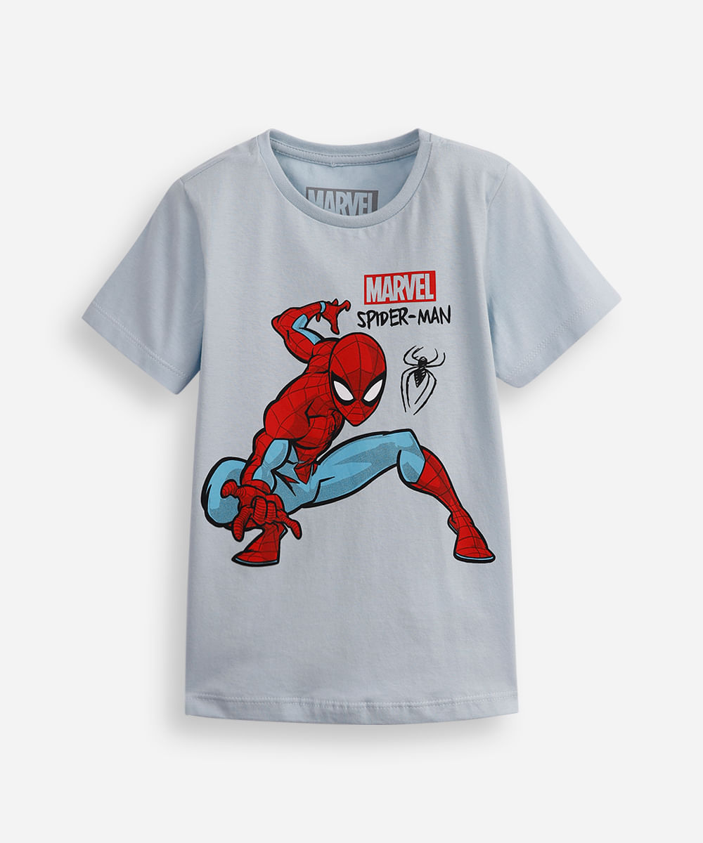 camiseta de algodão homem aranha azul