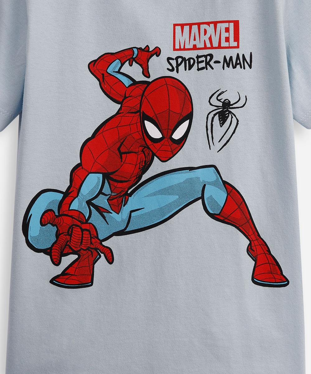 camiseta de algodão homem aranha azul