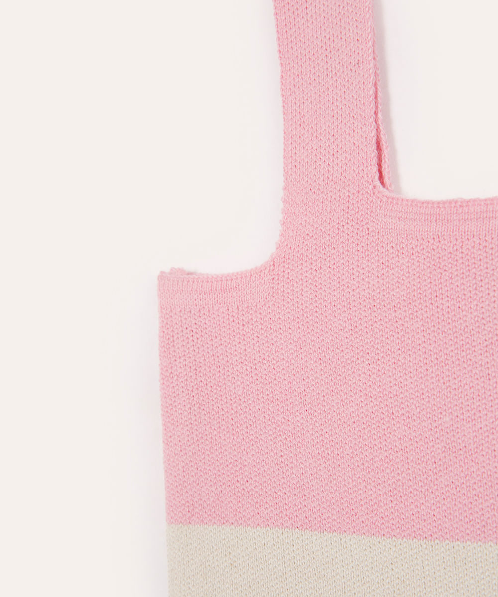 cropped de tricot infantil listrado rosa