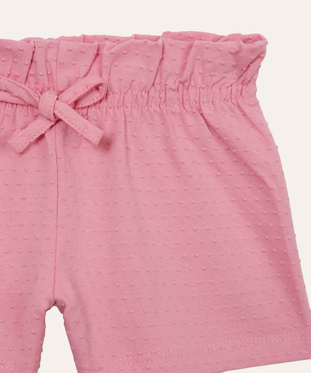 short clochard infantil texturizado rosa