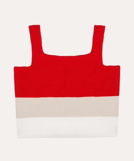 cropped de tricot infantil listrado vermelho