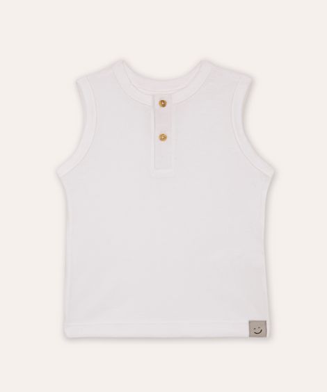 regata de algodão infantil com botão off white