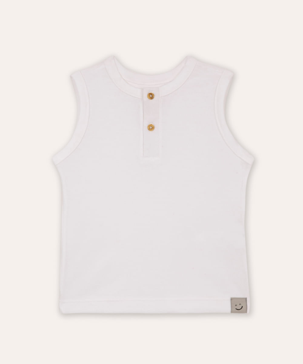 regata de algodão infantil com botão off white