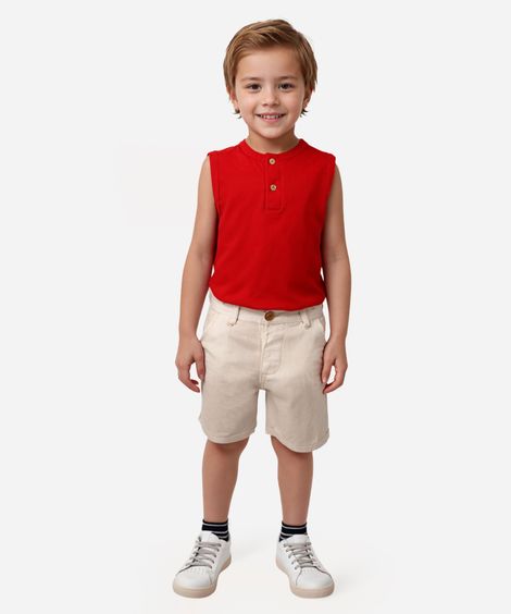 bermuda infantil de algodão com bolsos off white