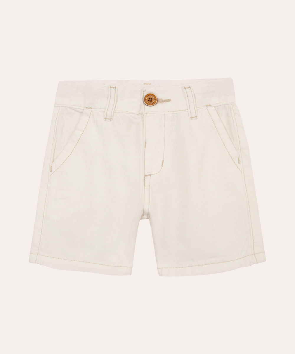 bermuda infantil de algodão com bolsos off white